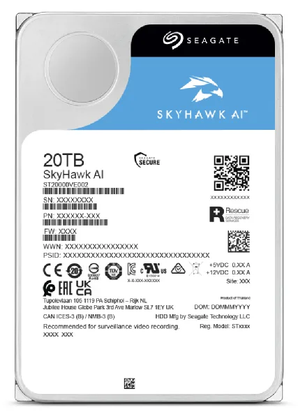 Seagate SkyHawk AI ST20000VE003 - Festplatte - 20 TB - intern - 3.5 (8.9 cm), Ansicht 3