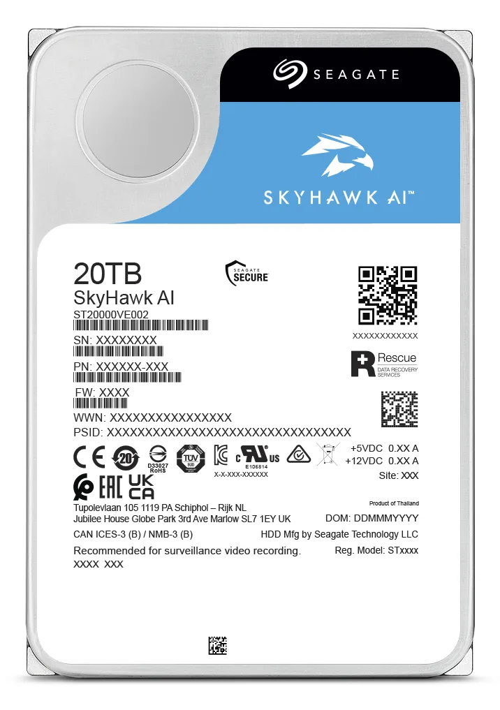 Seagate SkyHawk AI ST20000VE004 - Festplatte - 20 TB - intern - 3.5 (8.9 cm), Ansicht 2
