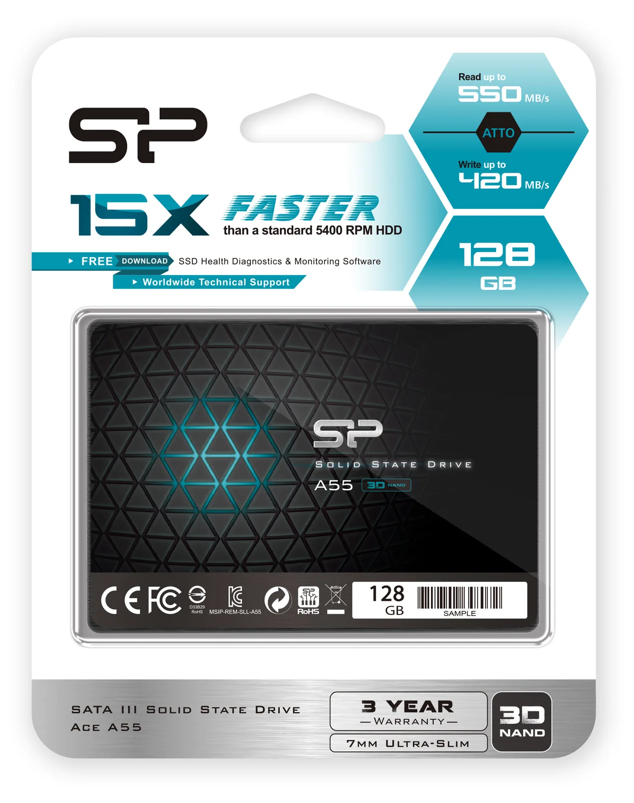 Silicon Power A55 - 128 GB SSD - intern - 2.5 (6.4 cm), Ansicht 2