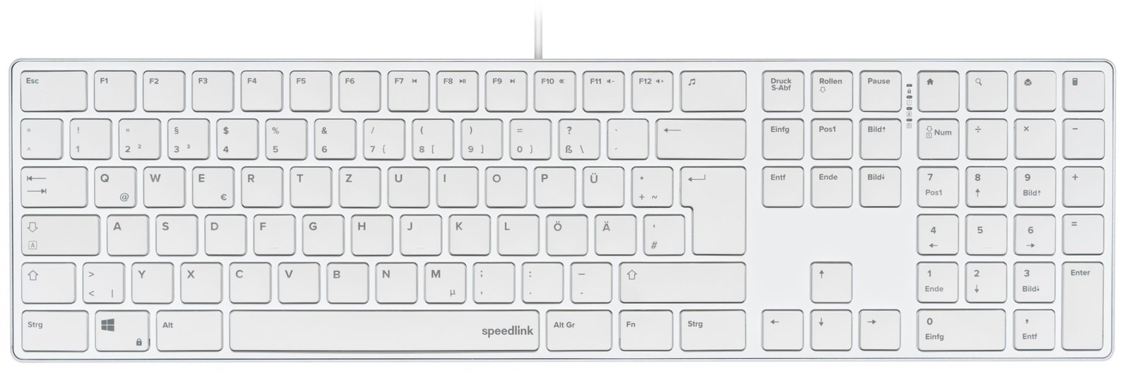 SPEEDLINK Tastatur RIVA Slim Metal Scissor weiss retail - TL: Deutsch, QWERTZ
