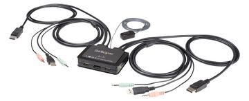 StarTech.com 2-Port USB DisplayPort KVM Switch - 4K 60 Hz - UHD DP 1.2 USB-KVM Umschalter mit 1,2 m Kabel & Audio von LumaTech