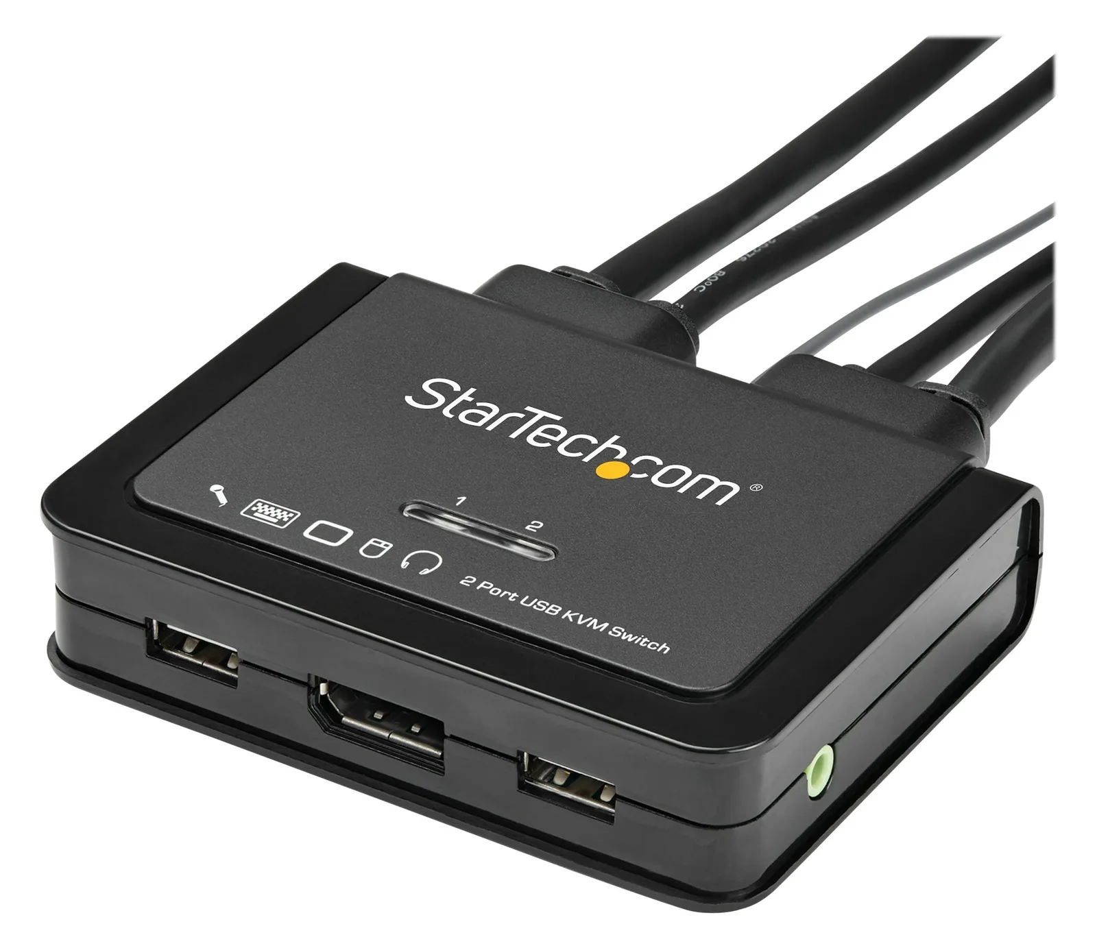 StarTech.com 2-Port USB DisplayPort KVM Switch - 4K 60 Hz - UHD DP 1.2 USB-KVM Umschalter mit 1,2 m Kabel & Audio, Ansicht 3