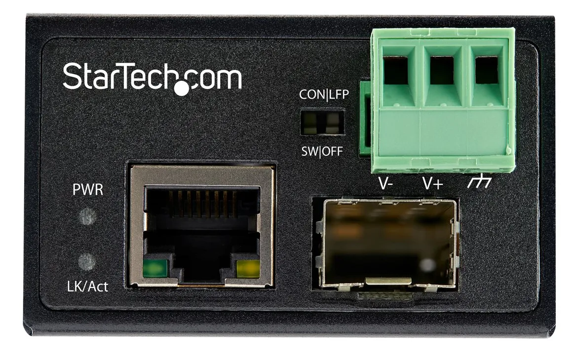 StarTech.com Industrial Media Converter - 100 Mbit/s Medienkonverter LWL Kupfer - Singlemode-/Multimode Glasfaser, Ansicht 4