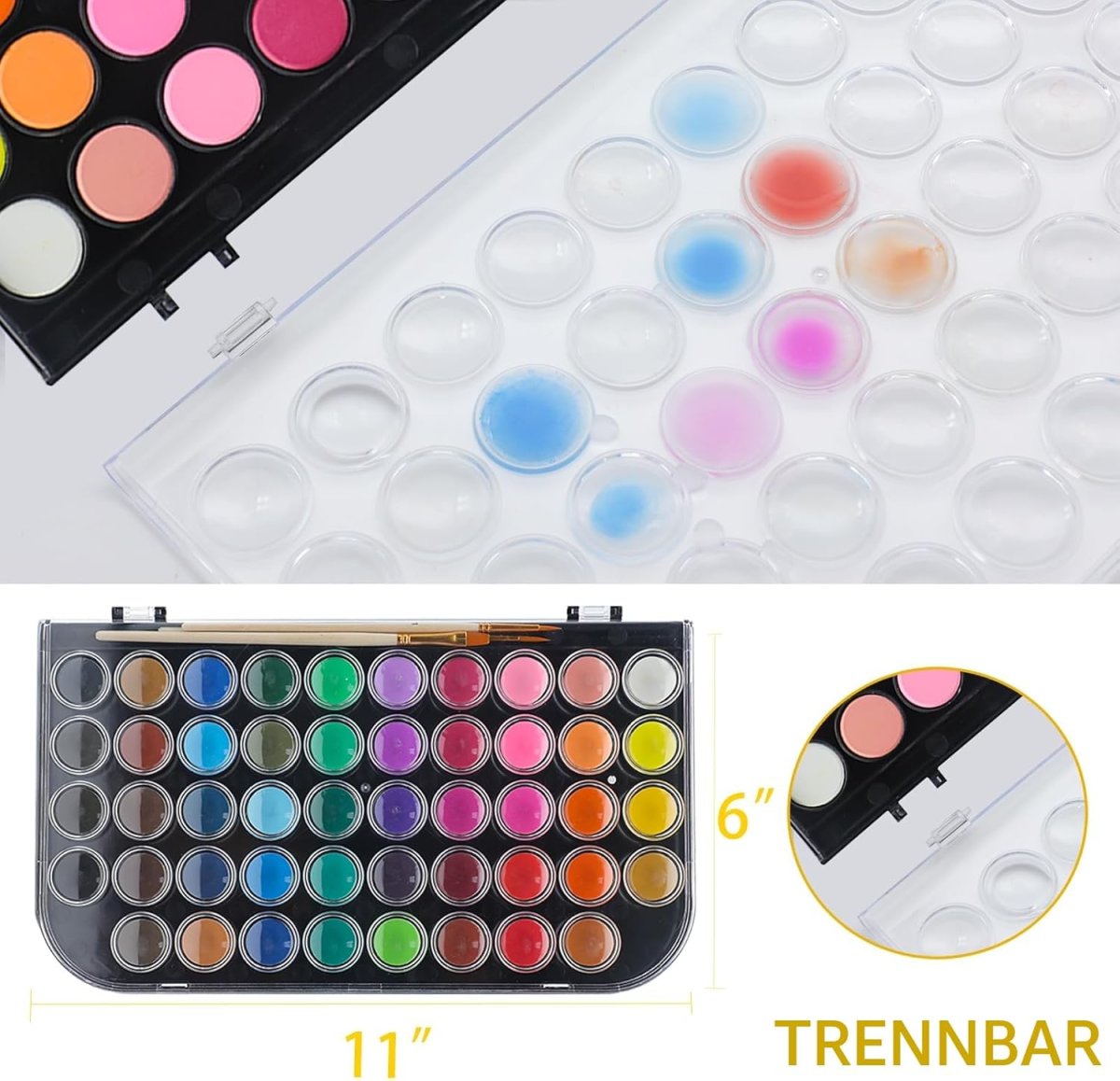 Artecho Aquarellfarben 48 Farben mit 3 Pinsel und 1 Palette, Tragbar und Einfach zu Bedienen, Ideal für Künstler, Hobbymaler, Schule, Kunstunterricht. — Bild 4