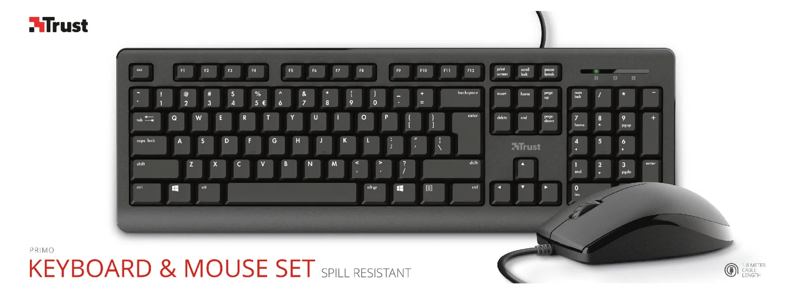 Trust Primo - Tastatur-und-Maus-Set - USB - TL: Deutsch, QWERTZ, Ansicht 2