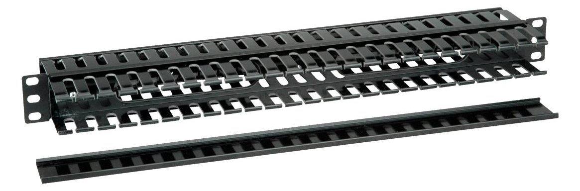 VALUE Rack-Kabelführungsplatte mit Kanal - Vorderseite - Schwarz, RAL 9005 - 1U - 48.3 cm (19) von LumaTech