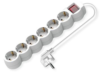 VALUE Steckdosenleiste lang/rund+Sw. weiss 6x CEE 7/7 3m - Steckdosenleiste von LumaTech