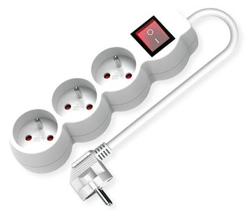 VALUE UTE Steckdosenlei. lang/rund+Sw. weiss 3x CEE 7/7 3m - Steckdosenleiste von LumaTech
