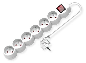 VALUE UTE Steckdosenlei. lang/rund+Sw. weiss 6x CEE 7/7 3m - Steckdosenleiste von LumaTech