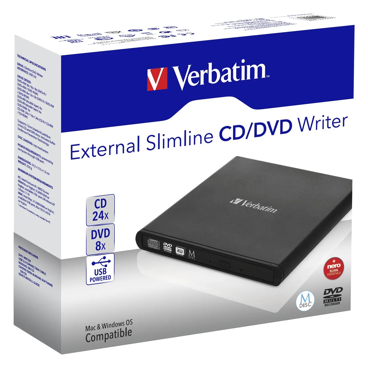 Verbatim Slimline - Laufwerk - DVD±RW (±R DL) - USB 2.0, Ansicht 2