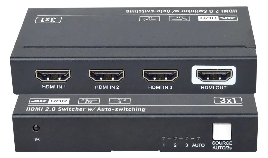 VivoLink HDMI switcher 3x1 8Ka60Hz with CEC and IR, Ansicht 3