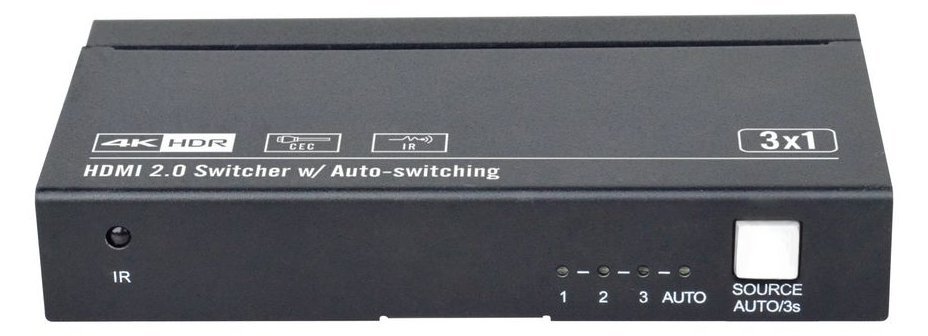 VivoLink VLSW131 - HDMI - Schwarz - 60 fps - 3840 x 2160 Pixel - 4K Ultra HD - 105 mm