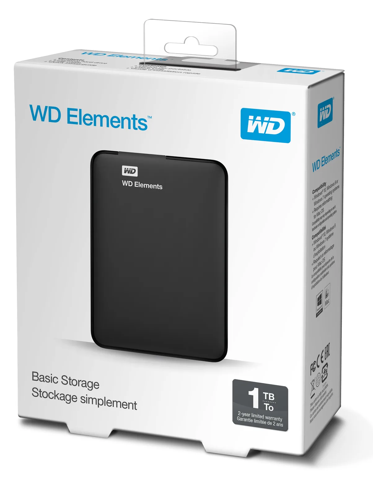 WD Elements Portable WDBUZG0010BBK - Festplatte - 1 TB - extern (tragbar), Ansicht 3