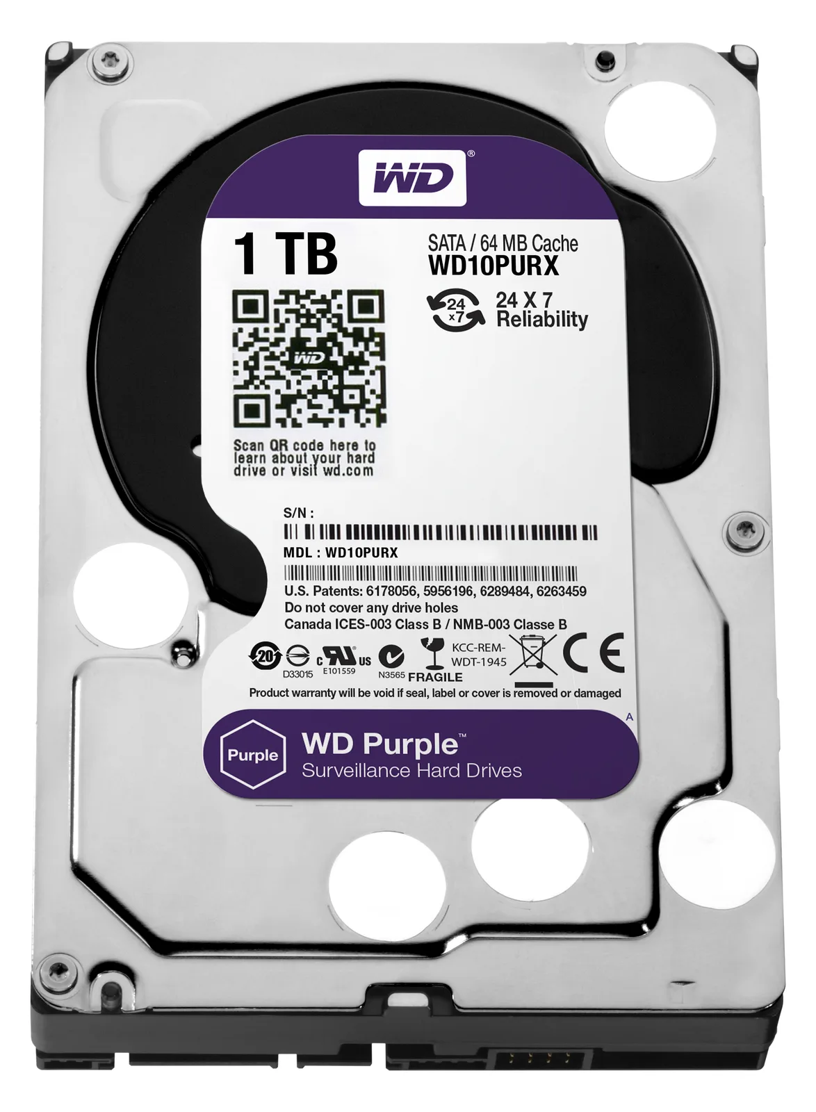WD Purple WD10PURX - Festplatte - 1 TB - intern - 3.5 (8.9 cm), Ansicht 2