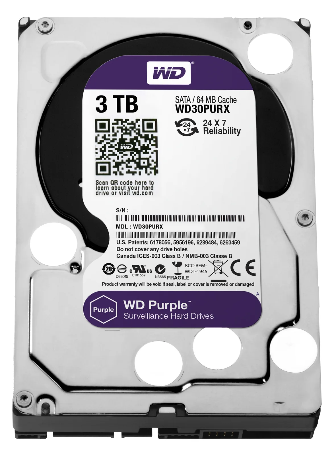 WD Purple WD30PURX - Festplatte - 3 TB - intern - 3.5 (8.9 cm), Ansicht 2