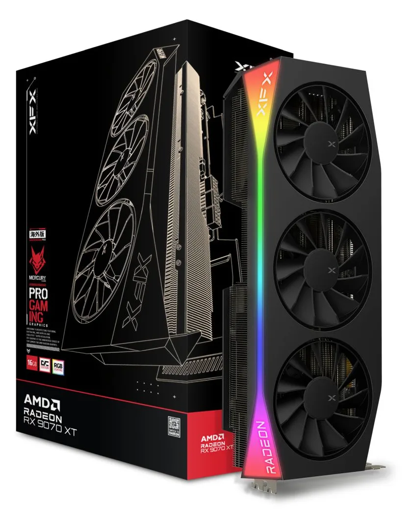 XFX VGA 16GB Radeon RX9070XT Mercury OC Gaming 3xDP/1xHDMI AMD Radeon RX 9070XT - Grafikkarte - 16.384 MB, Ansicht 3