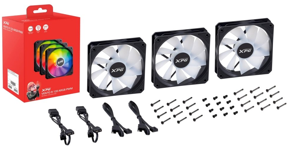 XPG Lüfter VENTO R 120 120mm ARGB PWM Fan 3er schwarz retail - 1.650 rpm von LumaTech