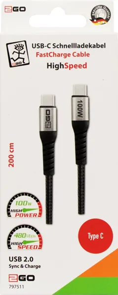 2GO Schnellladekabel USB-C 100W Thunderbolt - Digital/Daten, Ansicht 2