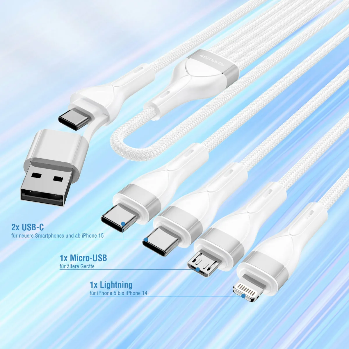 4smarts 4in2 USB-C Multi-Ladekabel - Kabel - Digital/Daten, Ansicht 4