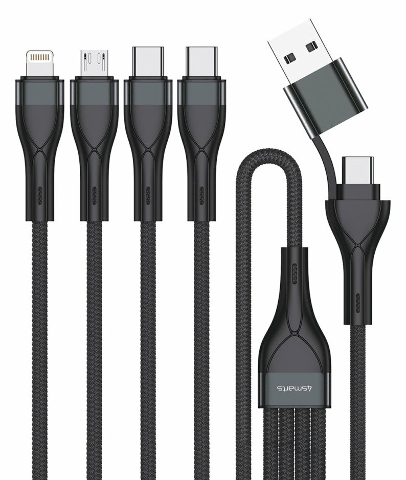 4smarts 541023 USB Kabel A/USB C C/Micro USB-A/Lightning Schwarz - Kabel - Digital/Daten
