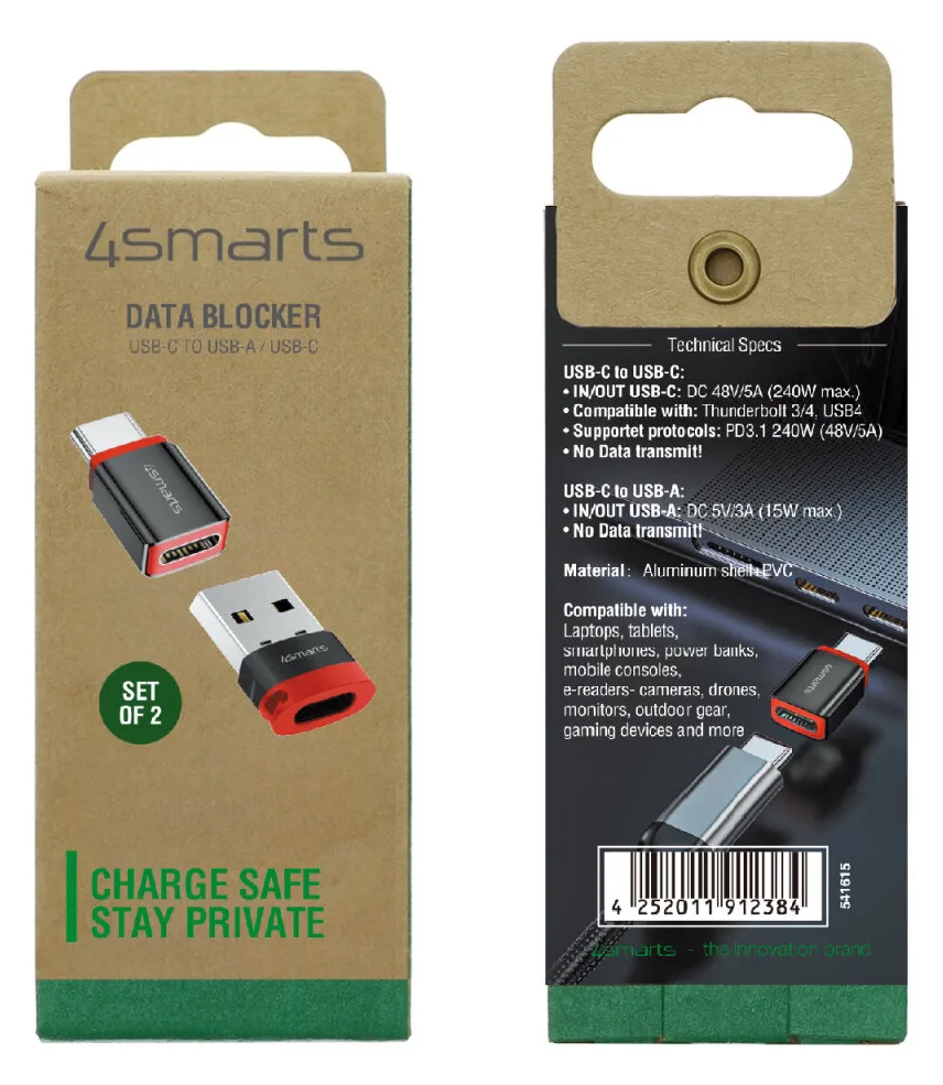 4smarts USB-C auf USB-A Datenblocker Adapter 2er Set - Kabel-/Adapterset, Ansicht 3