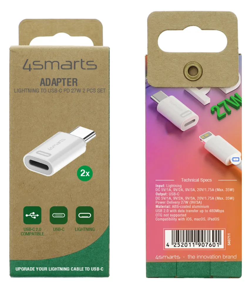 4smarts Videoaufnahmeadapter - Lightning, USB-C - weiß (Packung mit 2), Ansicht 4