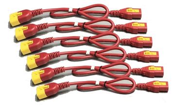 APC Stromkabel - power IEC 60320 C13 Verriegelung zu IEC 60320 C14 Verriegelung - 60 cm - Rot (Packung mit 6) von LumaTech