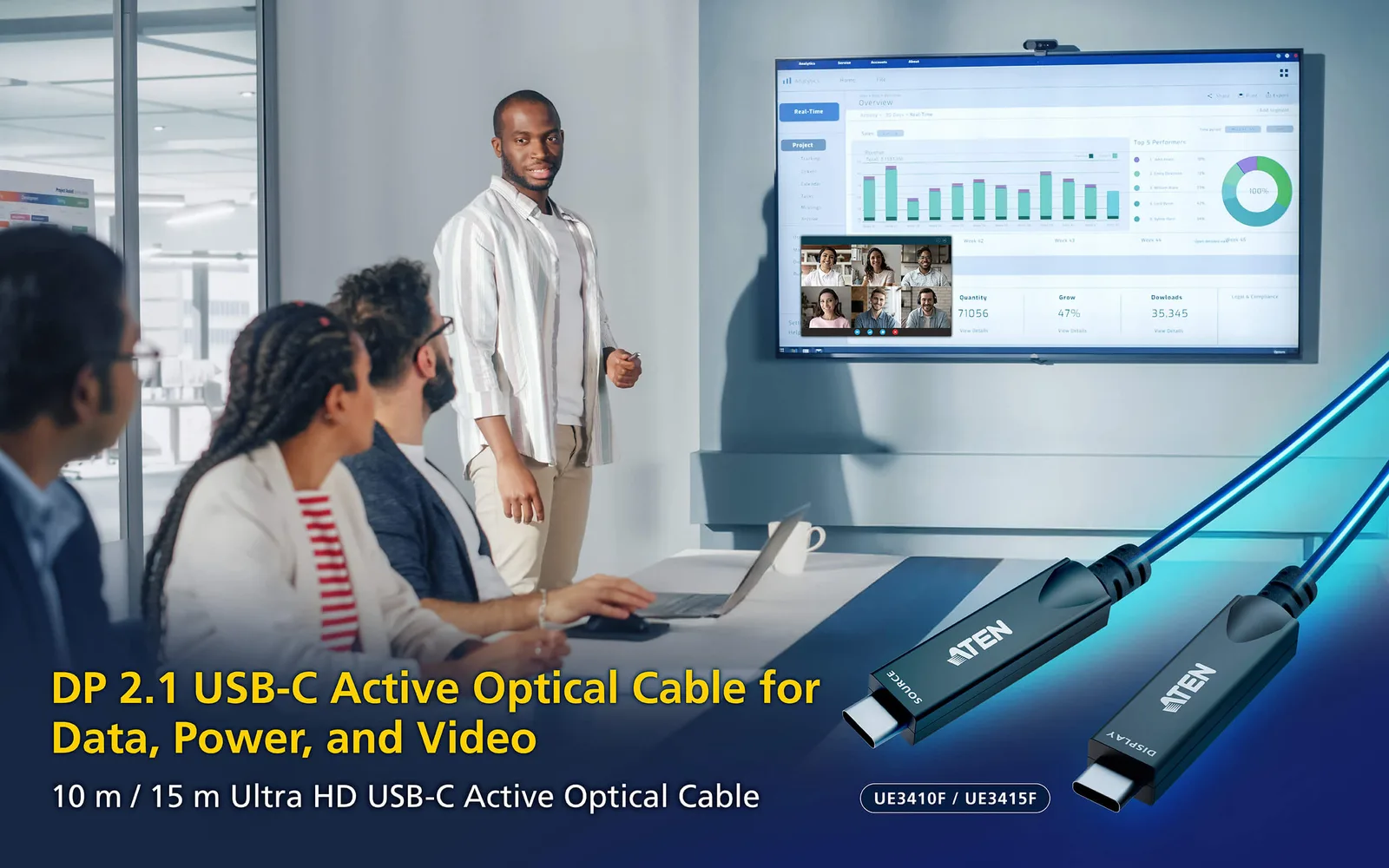 ATEN USB-C Ultra HD Active Optical Cable - Kabel - Digital/Daten, Ansicht 2
