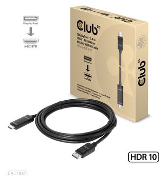 Club 3D Adapterkabel - DisplayPort männlich zu HDMI männlich - 3 m - Support von 4K 120 Hz - Support von 8K 60 Hz von LumaTech