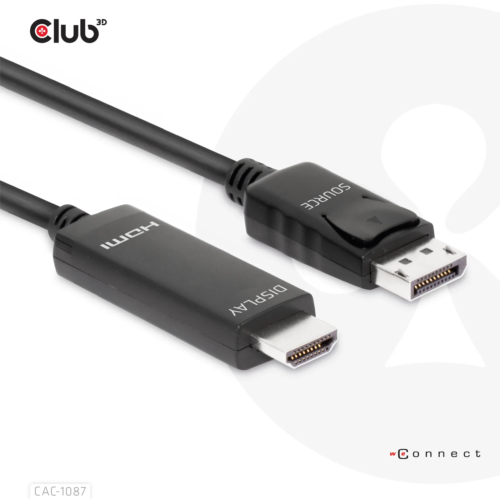 Club 3D Adapterkabel - DisplayPort männlich zu HDMI männlich - 3 m - Support von 4K 120 Hz - Support von 8K 60 Hz, Ansicht 2