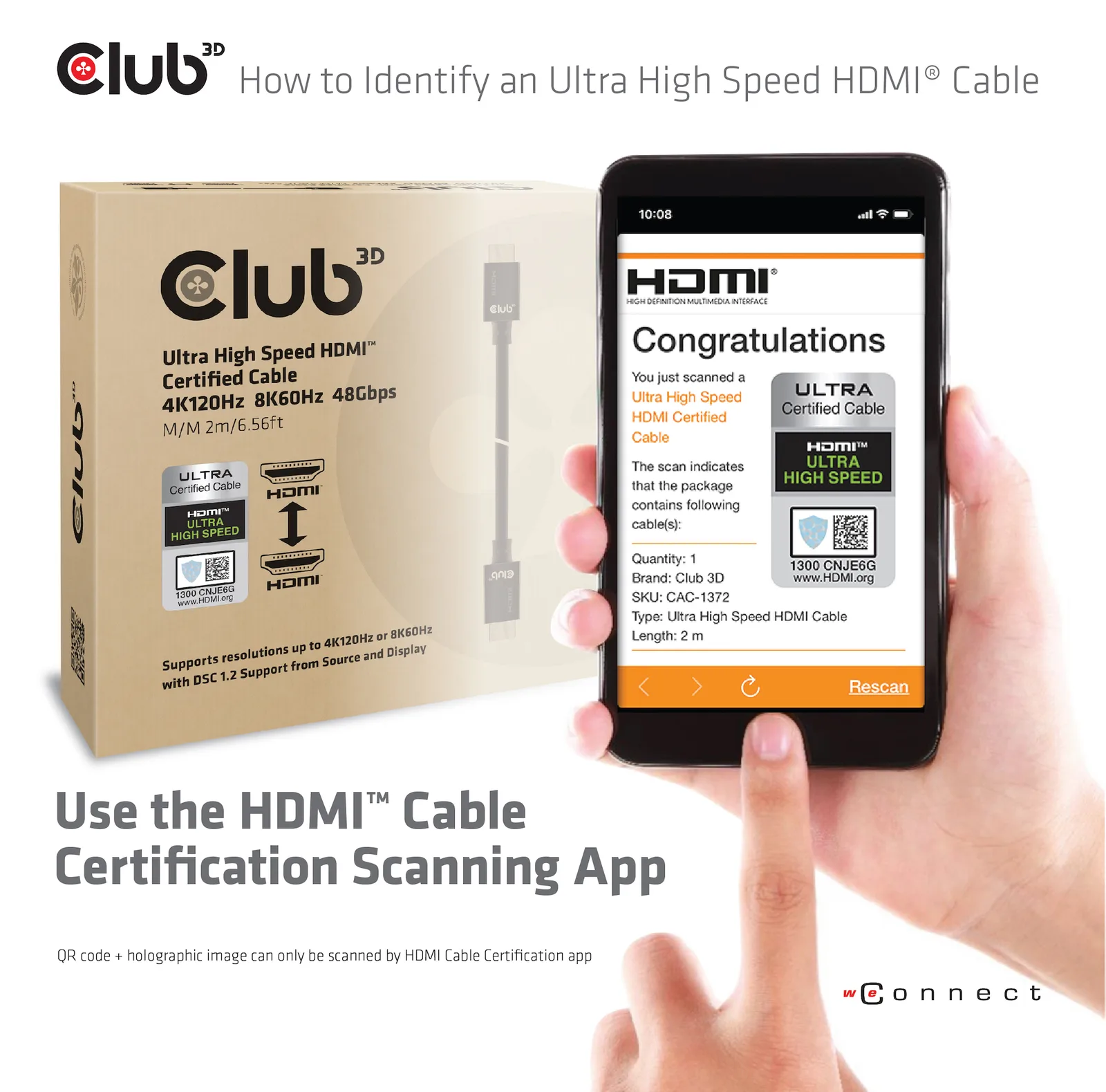 Club 3D CAC-1372 - HDMI-Kabel - HDMI männlich zu HDMI männlich - 2 m, Ansicht 2