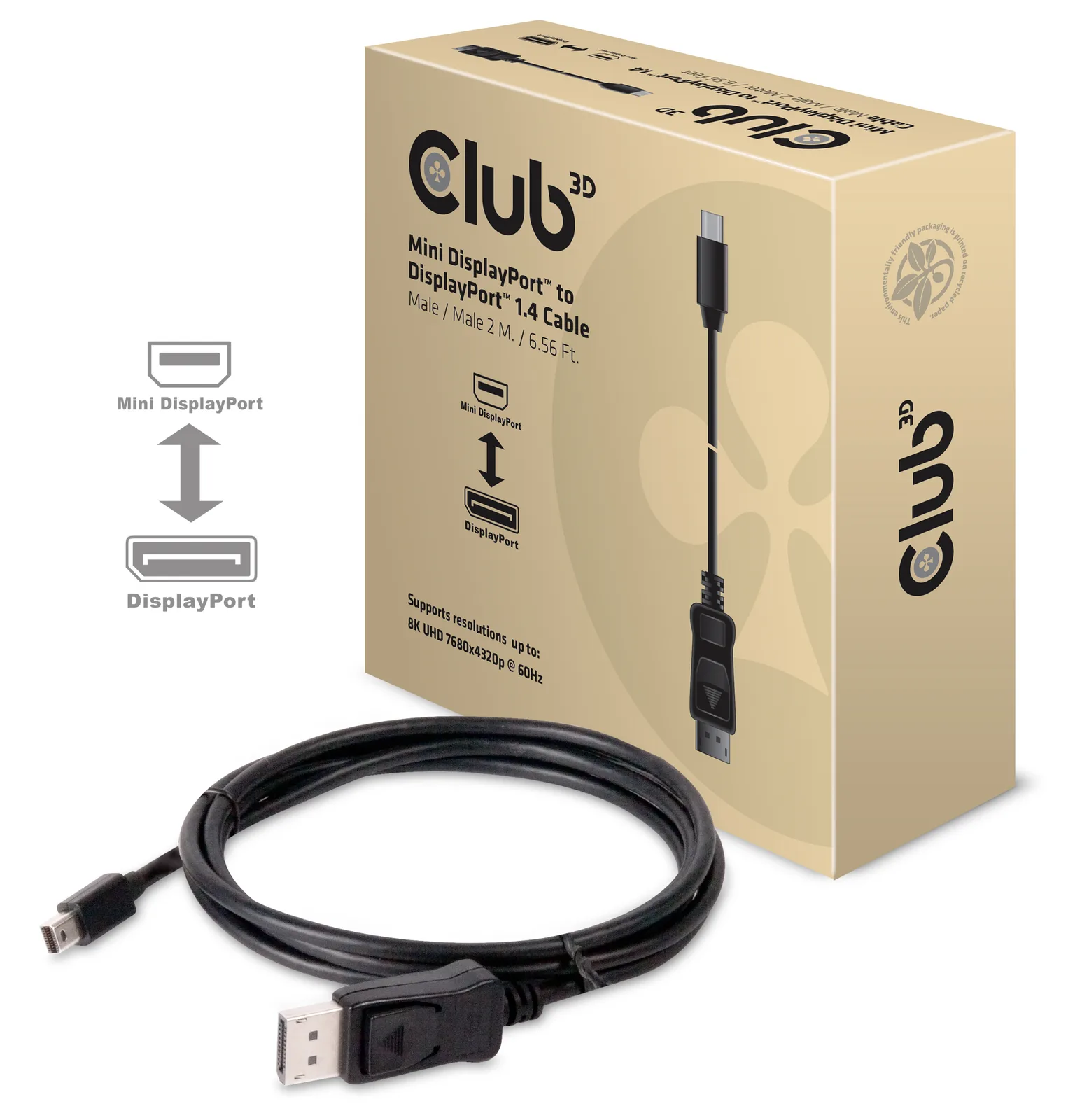 Club 3D DisplayPort-Kabel - DisplayPort (M) - bis Mini DisplayPort (M) - 2 m - eingerastet, Ansicht 2