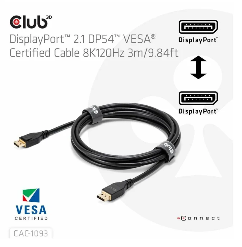 Club 3D DP-Kabel 2.1 DP54 zertifiziert 3m 8K120Hz St/St retail - Kabel - Kabel, Ansicht 4