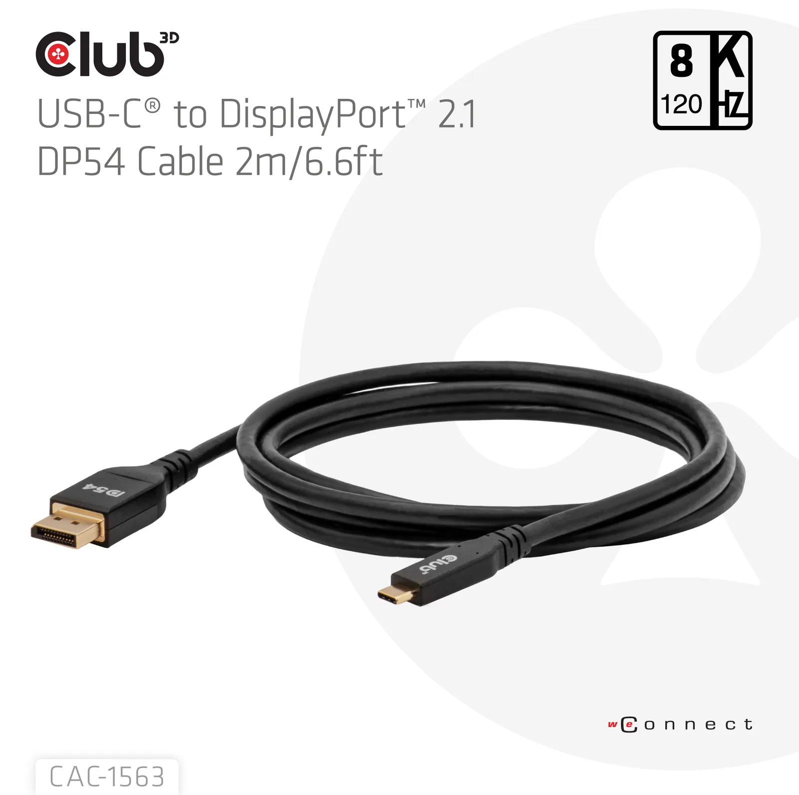 Club 3D Kabel USB Typ C St> DisplayPort 2.1 DP54 Bidirektional - Kabel - Digital/Daten, Ansicht 4
