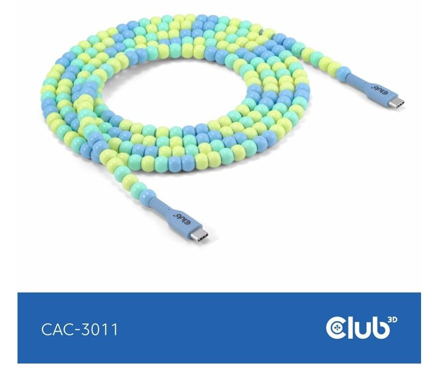 Club 3D Lifestyle USB-C Perlen-Kabel PD60W 480Mbps 2m blau retail - Kabel - Kabel - Digital/Daten von LumaTech