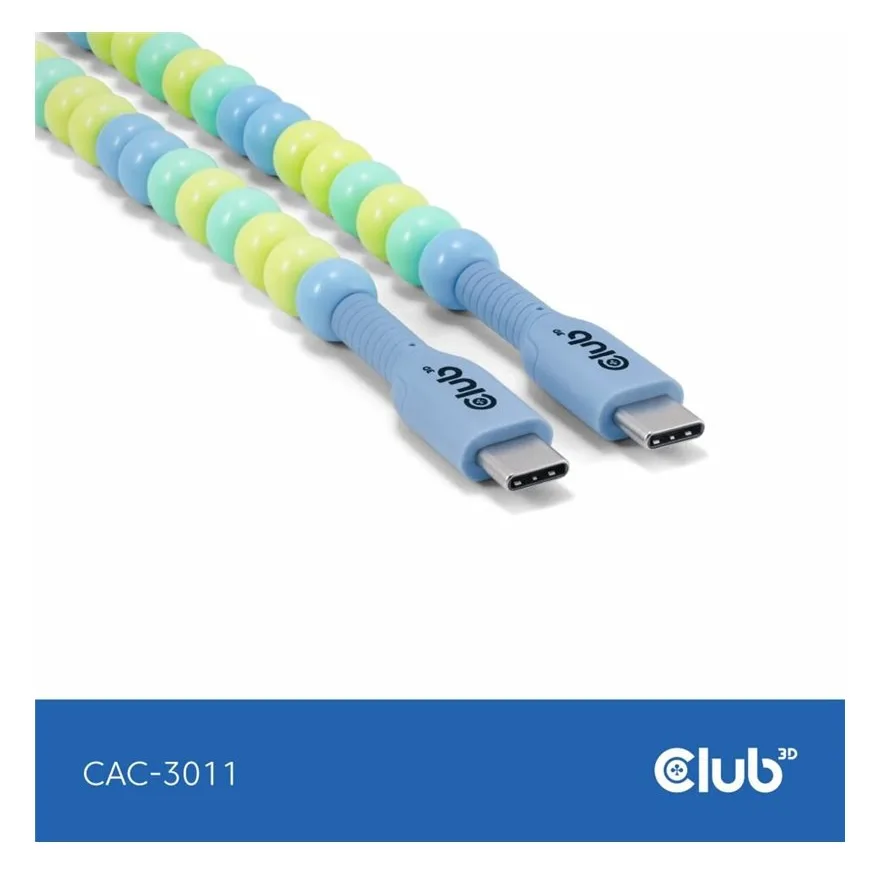 Club 3D Lifestyle USB-C Perlen-Kabel PD60W 480Mbps 2m blau retail - Kabel - Kabel - Digital/Daten, Ansicht 2