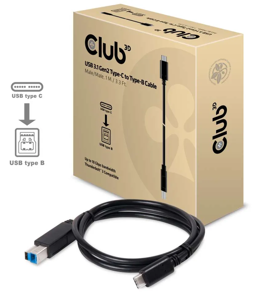 Club 3D USB-Kabel - USB-C (M) bis USB Type B (M), Ansicht 2