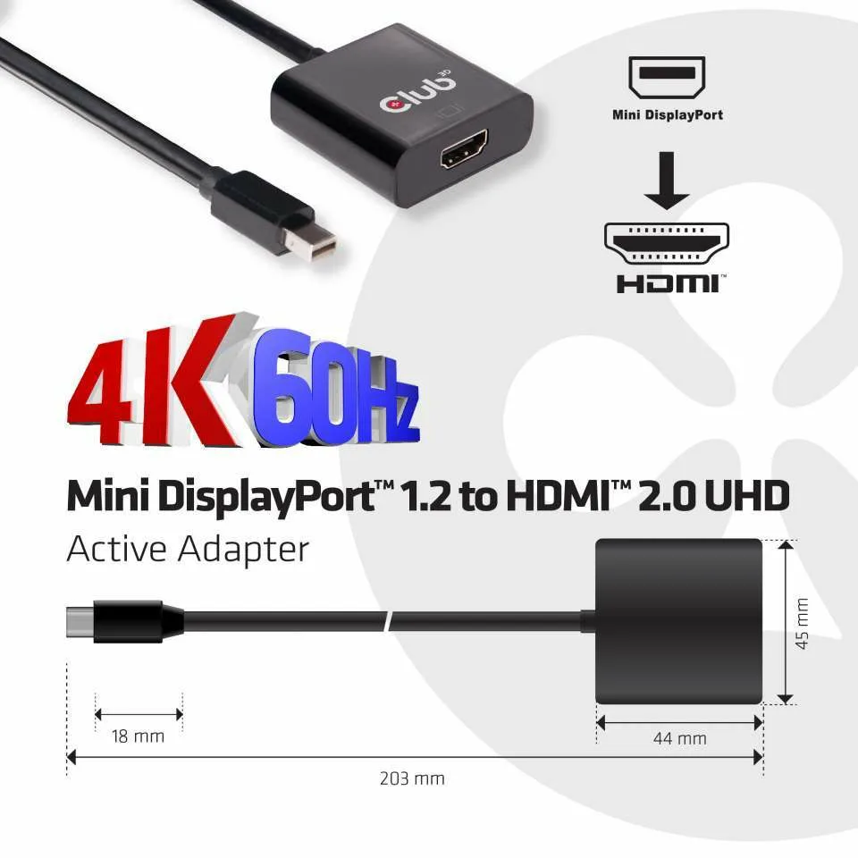 Club 3D Video- / Audio-Adapter - Mini DisplayPort (M) - bis HDMI (W) - 20.3 cm - 4K Unterstützung, Ansicht 4
