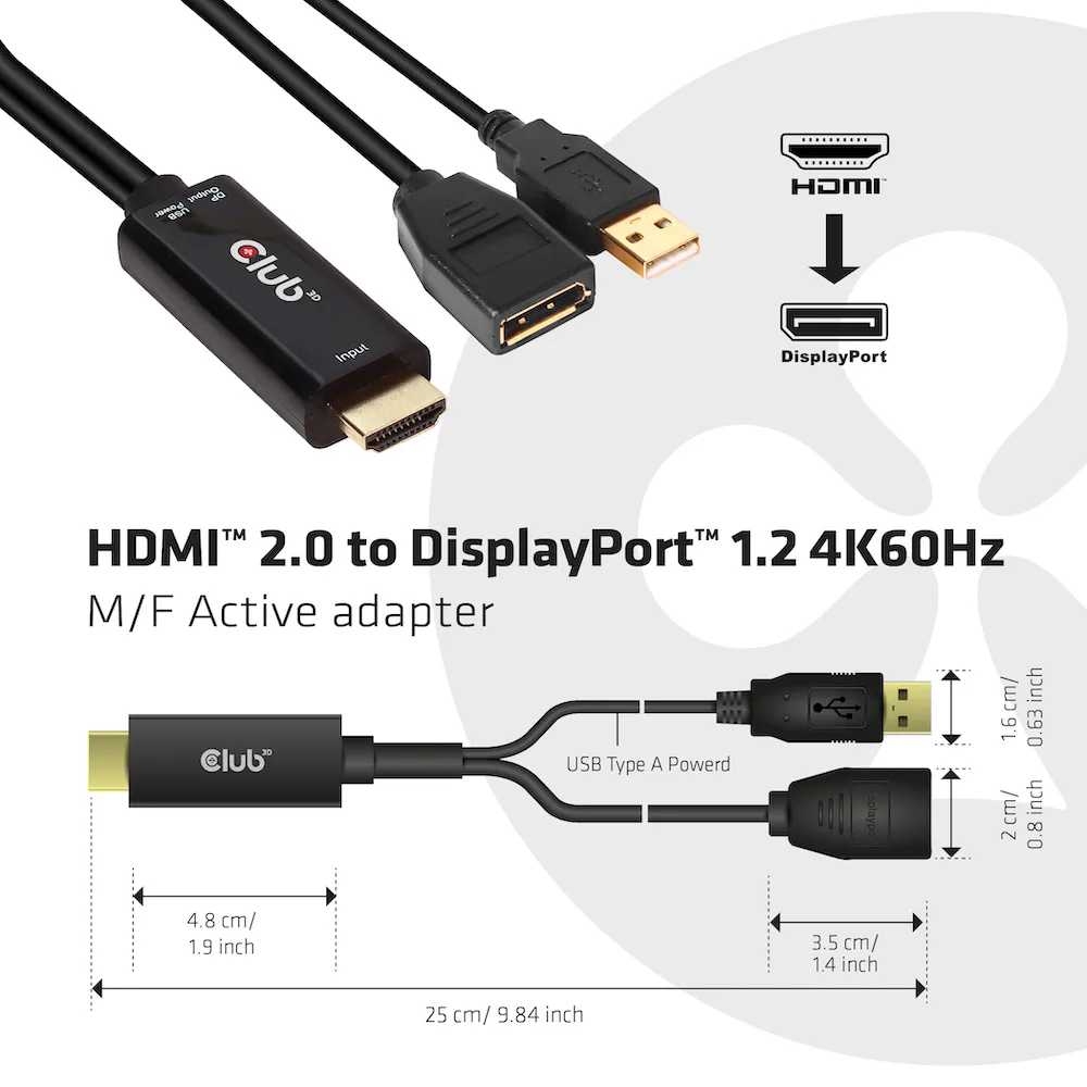 Club 3D Videoadapter - HDMI männlich zu DisplayPort weiblich, Ansicht 4