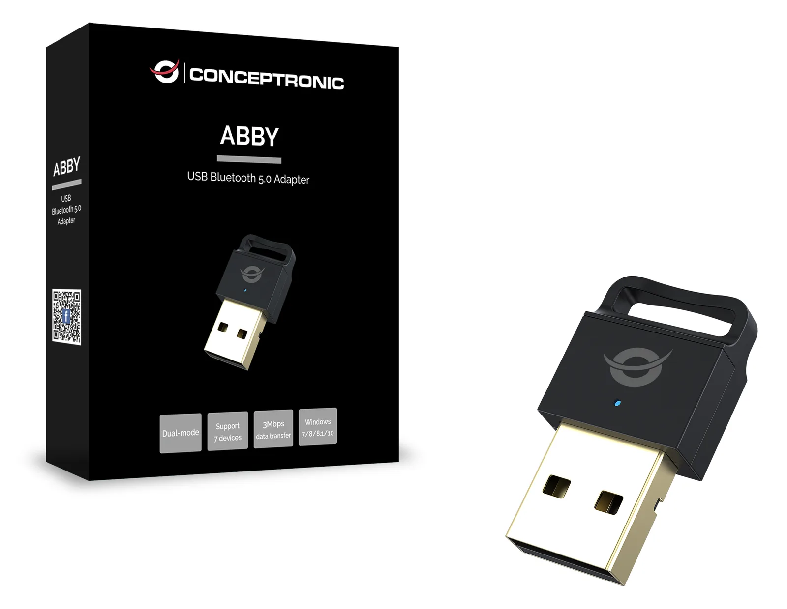Conceptronic ABBY Bluetooth-V5.0-USB-Adapter - Kabellos - USB - Bluetooth - 3 Mbit/s - Schwarz, Ansicht 4