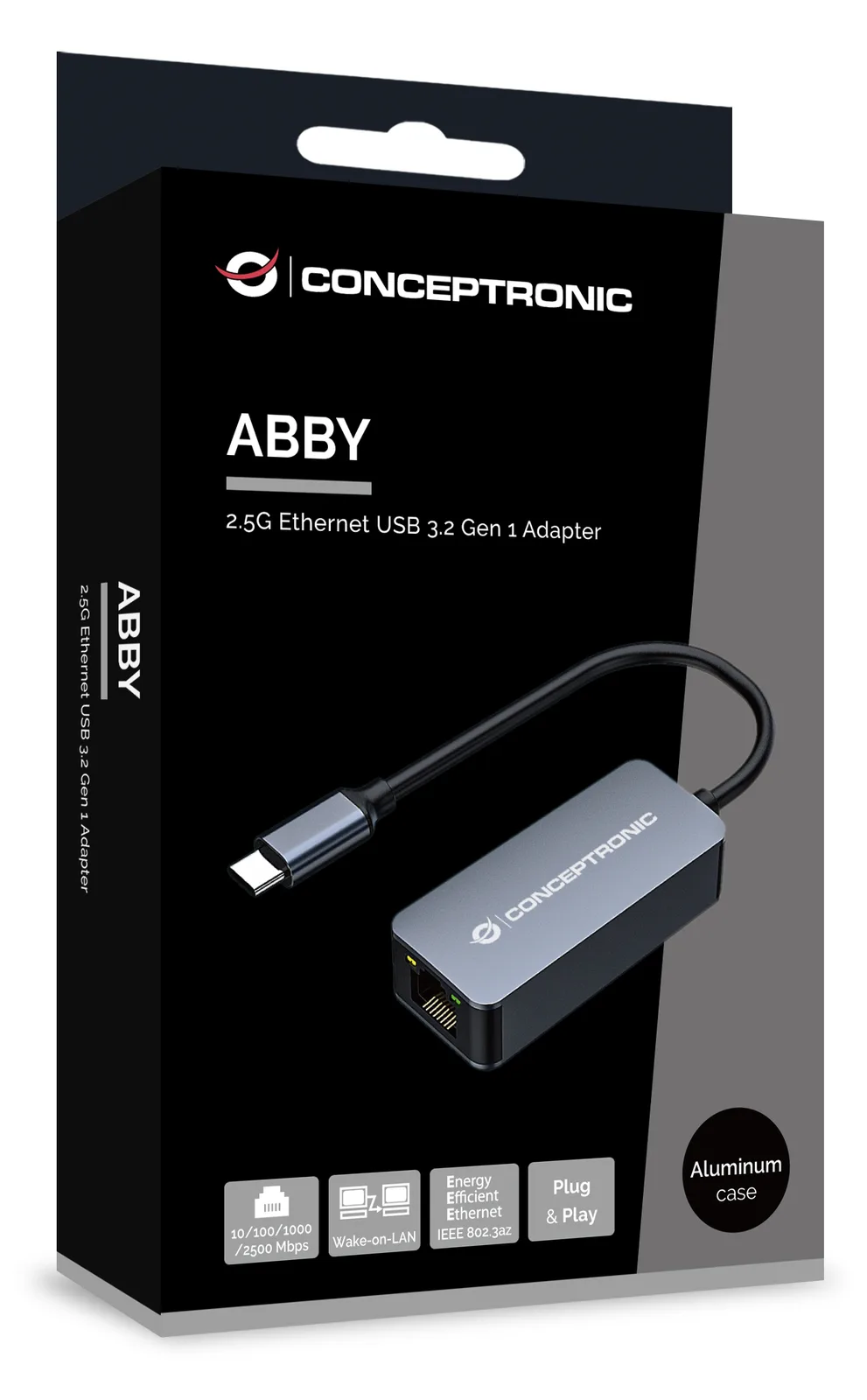 Conceptronic ABBY12GC - Kabelgebunden - USB Typ-C - Ethernet - 2500 Mbit/s - Grau, Ansicht 2