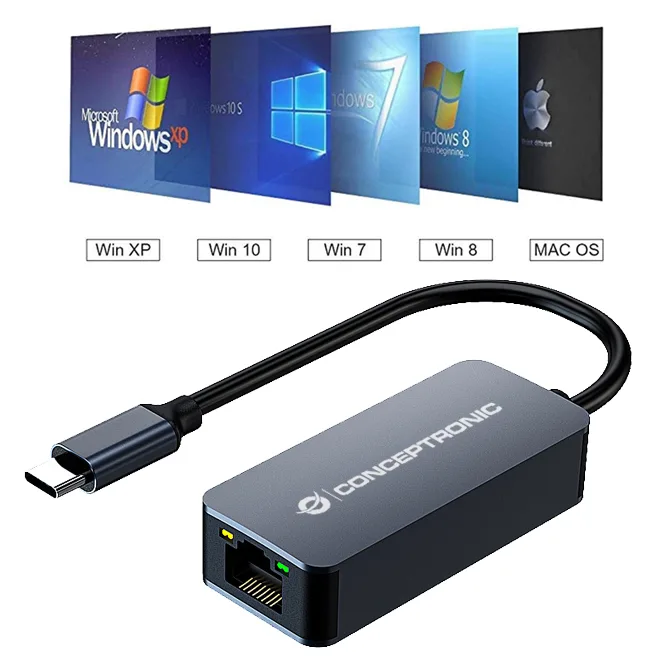 Conceptronic ABBY12GC - Kabelgebunden - USB Typ-C - Ethernet - 2500 Mbit/s - Grau, Ansicht 4