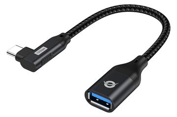 Conceptronic ABBY19B OTG-Adapter für USB 3.2 Gen 2 90° abgewinkeltes zu USB-A - USB-C - USB-A - Schwarz von LumaTech