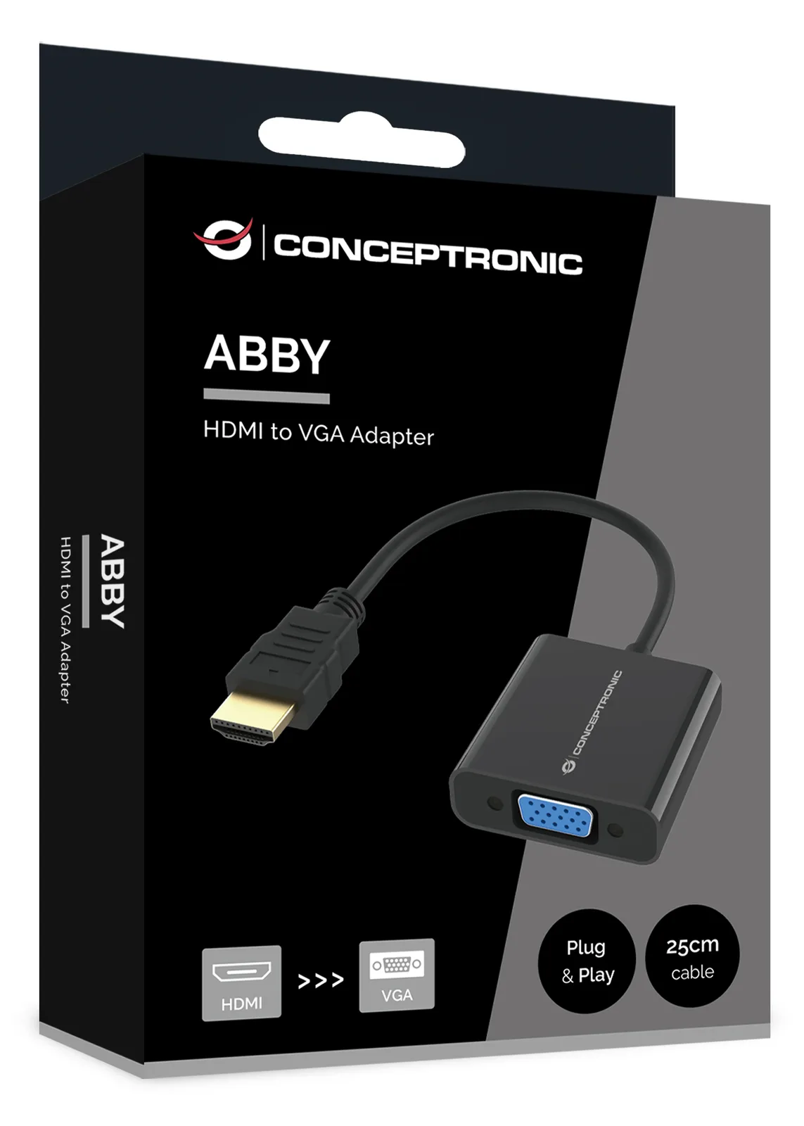 Conceptronic Adapter HDMI -> VGA 1080p 60Hz sw - Adapter - Digital/Display/Video, Ansicht 3