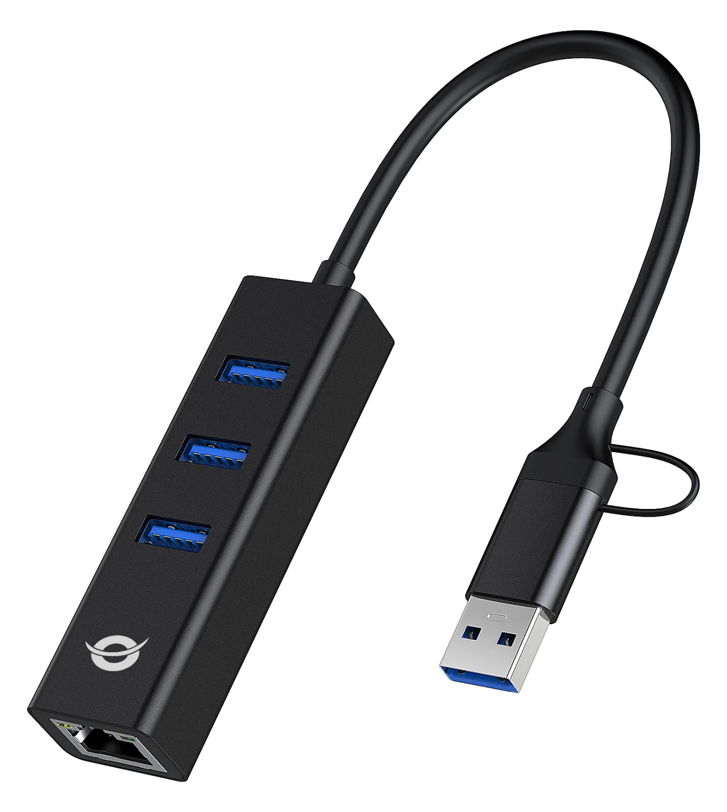 Conceptronic Adapter USB3.0-> RJ45.3xUSB3.0 TypC Ad sw - Adapter - Netzwerk, Ansicht 4