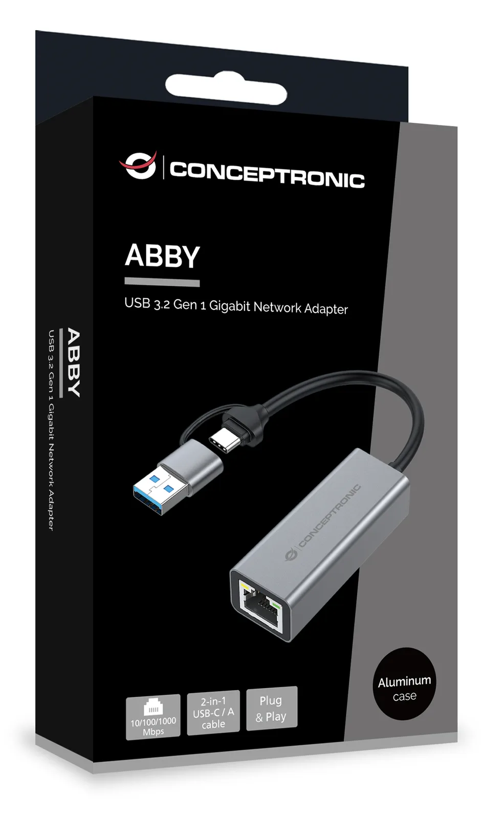 Conceptronic Adapter USB3.2 Gen 1 -> RJ45 10/10001000 - Adapter - Netzwerk, Ansicht 2