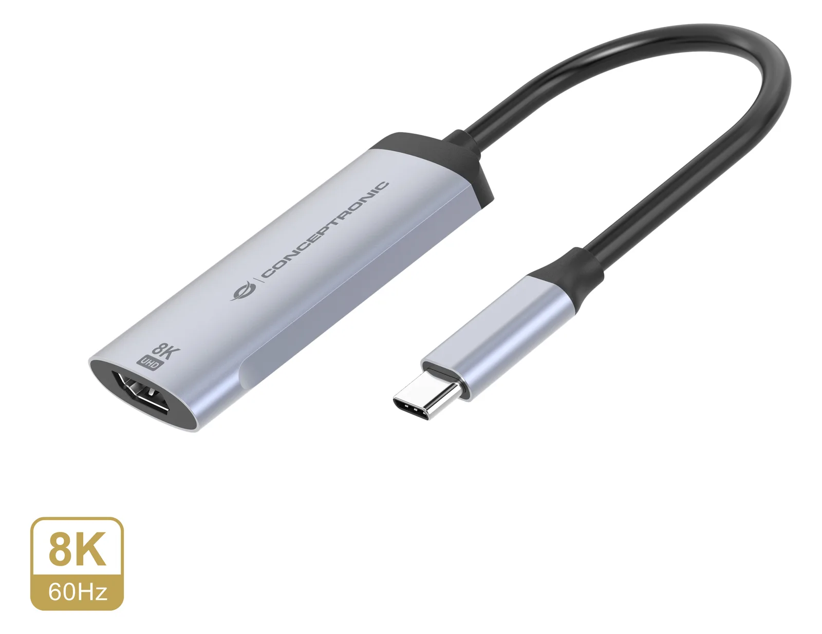 Conceptronic Adapter USB-C -> 2.1 HDMI 8K 60Hz grau - Adapter - Digital/Daten, Ansicht 2