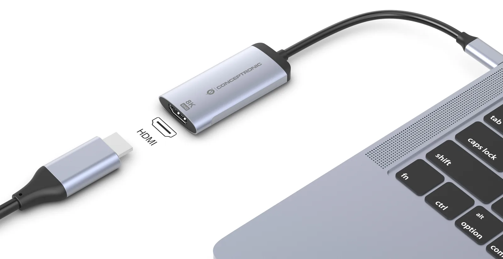 Conceptronic Adapter USB-C -> 2.1 HDMI 8K 60Hz grau - Adapter - Digital/Daten, Ansicht 4