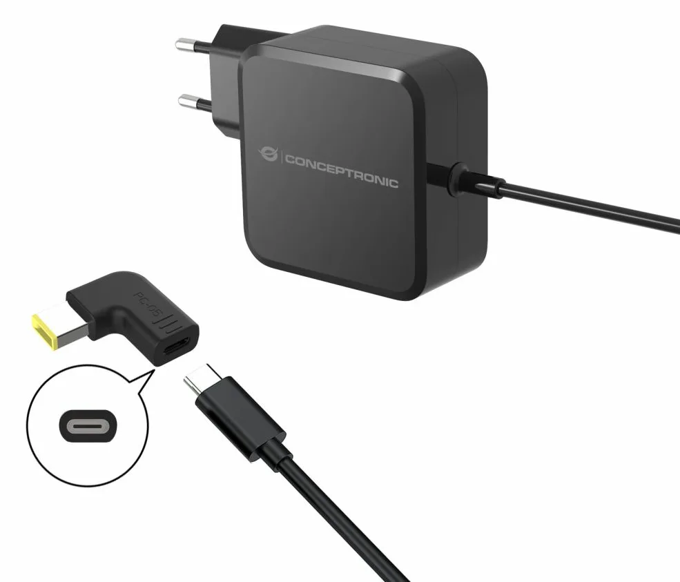 Conceptronic Adapter USB-C -> DC Lenovo Slim Tip 18-20V sw - Adapter, Ansicht 4