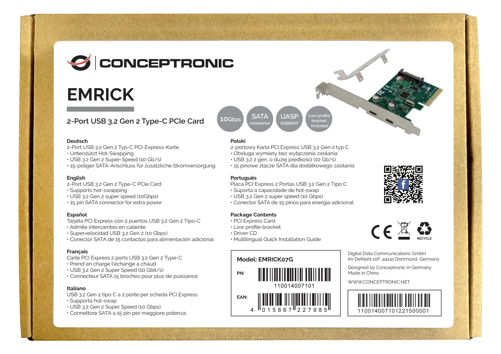 Conceptronic EMRICK07G - USB-Adapter - PCIe 2.0 x4 Low-Profile, Ansicht 2